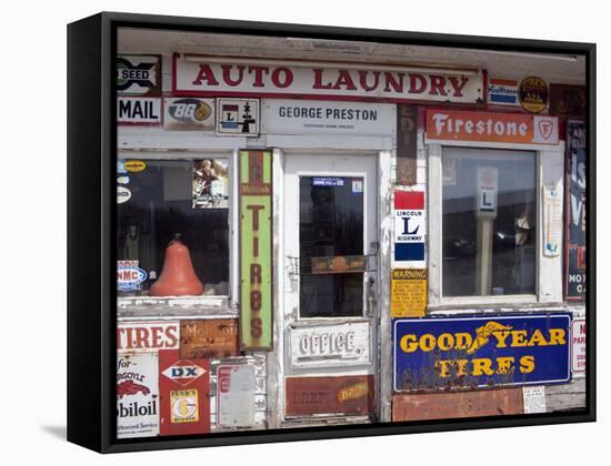 Idaho, Usa; Signs on an Old Gas Station in the American Midwest-Dan Bannister-Framed Stretched Canvas