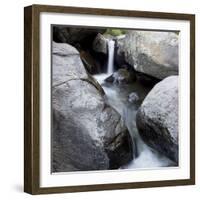 Idaho, USA. Squaw Creek waterfall detail with boulders.-Brent Bergherm-Framed Photographic Print