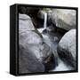 Idaho, USA. Squaw Creek waterfall detail with boulders.-Brent Bergherm-Framed Stretched Canvas