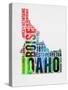 Idaho Watercolor Word Cloud-NaxArt-Stretched Canvas