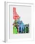 Idaho Watercolor Word Cloud-NaxArt-Framed Art Print