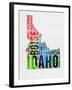 Idaho Watercolor Word Cloud-NaxArt-Framed Art Print