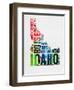 Idaho Watercolor Word Cloud-NaxArt-Framed Art Print