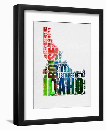 Idaho Watercolor Word Cloud-NaxArt-Framed Art Print