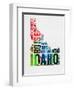 Idaho Watercolor Word Cloud-NaxArt-Framed Art Print