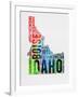 Idaho Watercolor Word Cloud-NaxArt-Framed Art Print