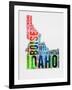 Idaho Watercolor Word Cloud-NaxArt-Framed Art Print