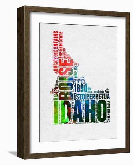 Idaho Watercolor Word Cloud-NaxArt-Framed Art Print