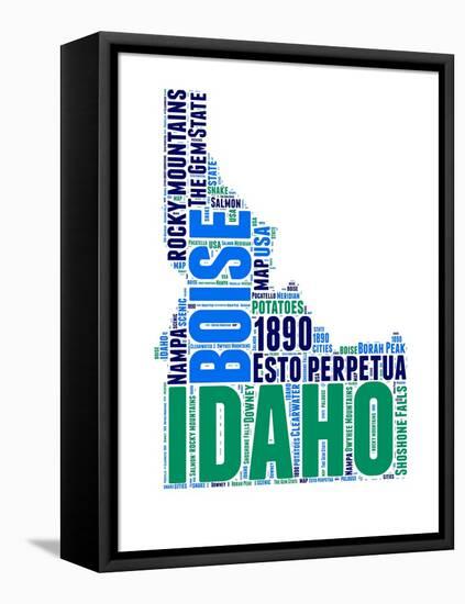 Idaho Word Cloud Map-NaxArt-Framed Stretched Canvas