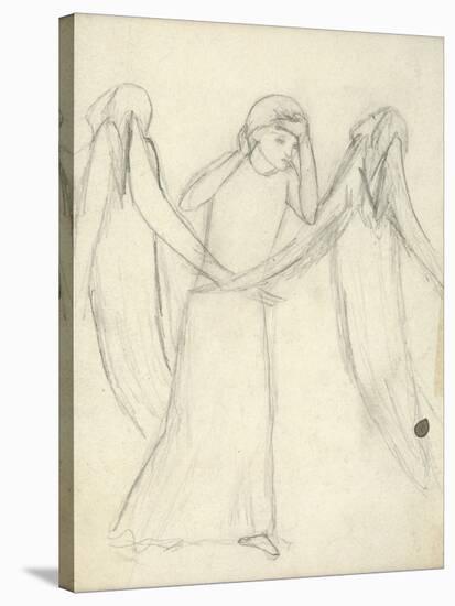 Idea for 'La Belle Dame Sans Merci' (Pencil on Paper) (See also 200312)-Elizabeth Eleanor Siddal-Stretched Canvas