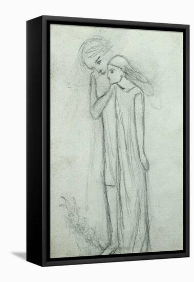 Idea for 'La Belle Dame Sans Merci' (Pencil on Paper) (See also 200314)-Elizabeth Eleanor Siddal-Framed Stretched Canvas