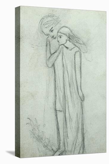 Idea for 'La Belle Dame Sans Merci' (Pencil on Paper) (See also 200314)-Elizabeth Eleanor Siddal-Stretched Canvas