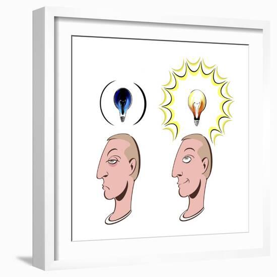 'Idea' light bulb - illustration-Neale Osborne-Framed Giclee Print