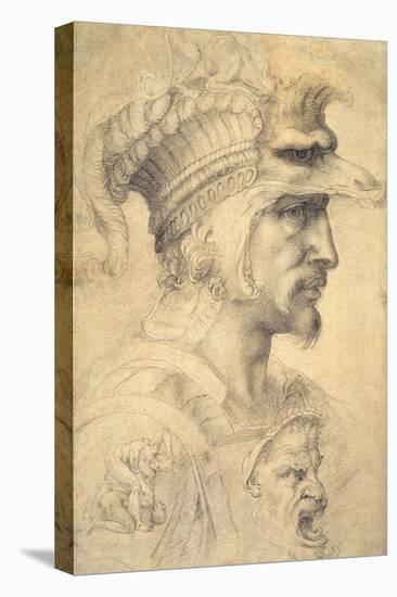Ideal Head of a Warrior-Michelangelo Buonarroti-Stretched Canvas
