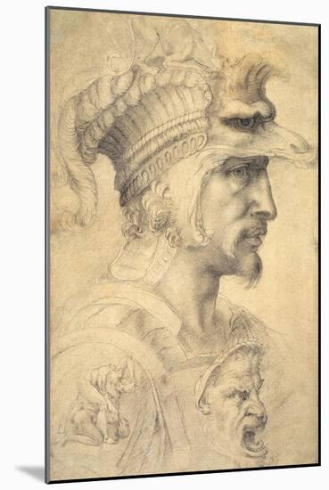 Ideal Head of a Warrior-Michelangelo Buonarroti-Mounted Giclee Print