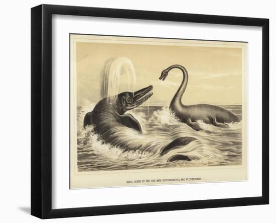 Ideal Scene of the Lias with Ichthyosaurus and Plesiosaurus-null-Framed Giclee Print