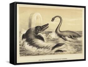 Ideal Scene of the Lias with Ichthyosaurus and Plesiosaurus-null-Framed Stretched Canvas