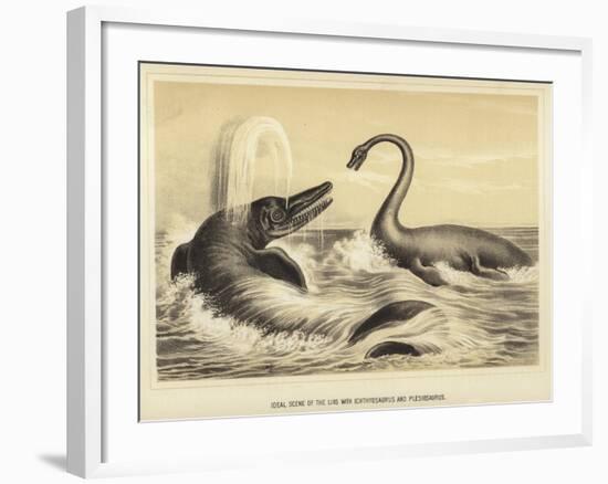 Ideal Scene of the Lias with Ichthyosaurus and Plesiosaurus-null-Framed Giclee Print