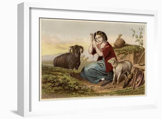 Idealised Victorian Shepherdess-null-Framed Art Print