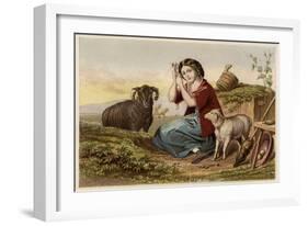 Idealised Victorian Shepherdess-null-Framed Art Print