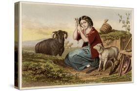 Idealised Victorian Shepherdess-null-Stretched Canvas