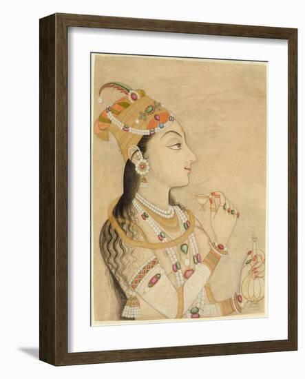 Idealized Portrait of the Mughal Empress Nur Jahan-Mughal School-Framed Giclee Print