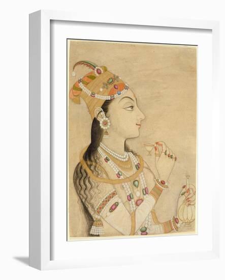 Idealized Portrait of the Mughal Empress Nur Jahan-Mughal School-Framed Giclee Print