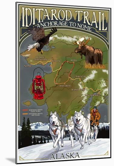 Iditarod Trail Topographic Map - Alaska-null-Mounted Poster