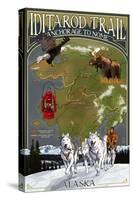 Iditarod Trail Topographic Map - Alaska-Lantern Press-Stretched Canvas