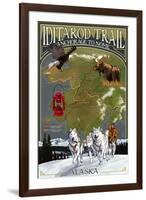 Iditarod Trail Topographic Map - Alaska-Lantern Press-Framed Art Print