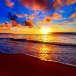 Beautiful Tropical Sunset on the Beach-idiz-Laminated Photographic Print