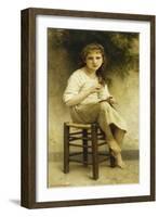 Idle Thoughts (Little Girl Sitting Embroidering); Vaines Pensees (Petite Fille Assise Brodant),…-William Adolphe Bouguereau-Framed Giclee Print