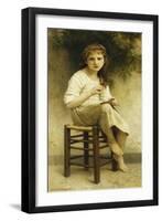 Idle Thoughts (Little Girl Sitting Embroidering); Vaines Pensees (Petite Fille Assise Brodant),…-William Adolphe Bouguereau-Framed Giclee Print