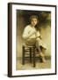 Idle Thoughts (Little Girl Sitting Embroidering)-William Adolphe Bouguereau-Framed Giclee Print