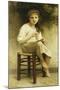 Idle Thoughts (Little Girl Sitting Embroidering)-William Adolphe Bouguereau-Mounted Giclee Print