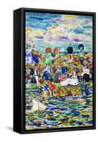 Idlers on the Beach-Maurice Brazil Prendergast-Framed Stretched Canvas