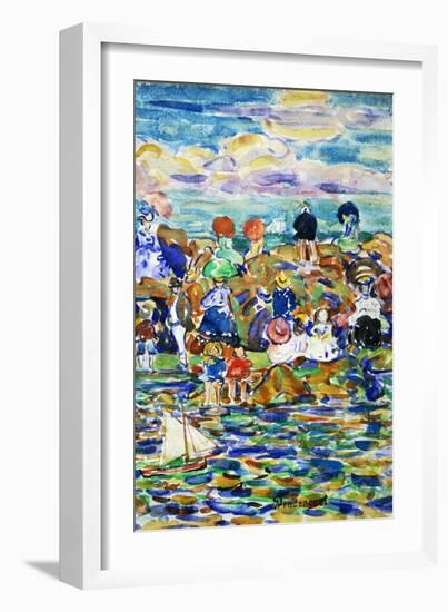 Idlers on the Beach-Maurice Brazil Prendergast-Framed Giclee Print