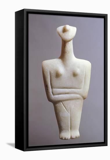 Idol in Marble from Island of Syros, Greece, Cycladic Civilization, 3500-1050 Bc-null-Framed Stretched Canvas