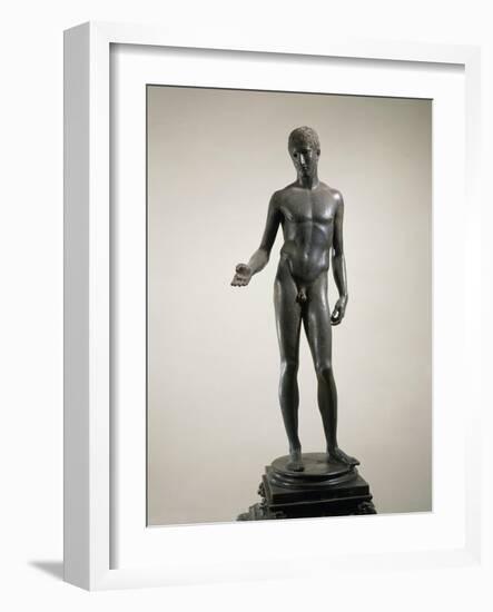 Idolino, Bronze Statue of Athlete, Copy from Greek Original of 5th Century B.C.-null-Framed Giclee Print