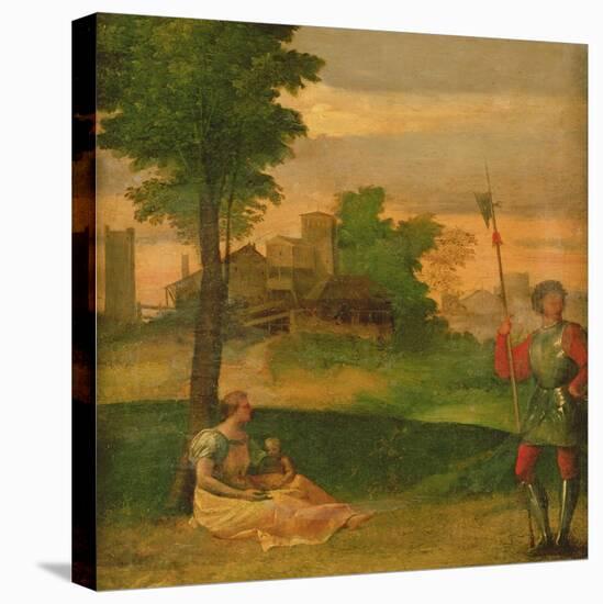 Idyll: Young Mother and Halberdier in a Wooded Landscape-Giorgio Giorgione-Stretched Canvas