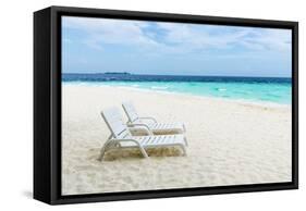 Idyllic Beach in the Maldives-John Harper-Framed Stretched Canvas