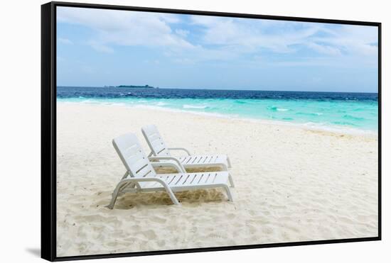 Idyllic Beach in the Maldives-John Harper-Framed Stretched Canvas