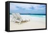 Idyllic Beach Scene in the Maldives-John Harper-Framed Stretched Canvas