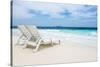 Idyllic Beach Scene in the Maldives-John Harper-Stretched Canvas