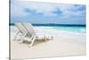 Idyllic Beach Scene in the Maldives-John Harper-Stretched Canvas