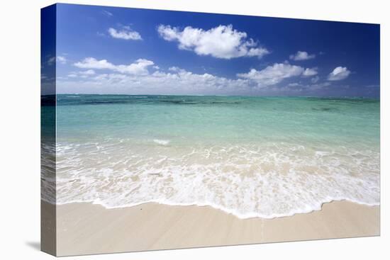 Idyllic Beach Scene with Blue Sky, Aquamarine Sea and Soft Sand, Ile Aux Cerfs-Lee Frost-Stretched Canvas