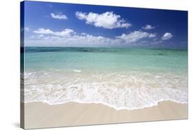 Idyllic Beach Scene with Blue Sky, Aquamarine Sea and Soft Sand, Ile Aux Cerfs-Lee Frost-Stretched Canvas