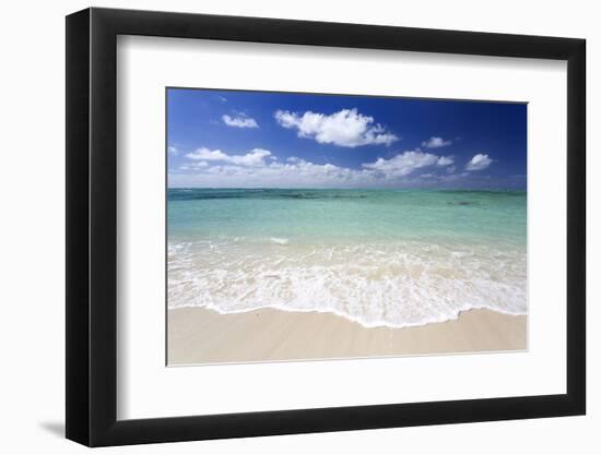 Idyllic Beach Scene with Blue Sky, Aquamarine Sea and Soft Sand, Ile Aux Cerfs-Lee Frost-Framed Photographic Print