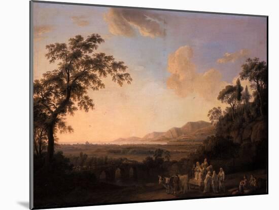 Idyllic Landscape at Dusk, 1782-Jacob-Philippe Hackert-Mounted Giclee Print