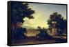 Idyllic Landscape-Jean-François Millet-Framed Stretched Canvas